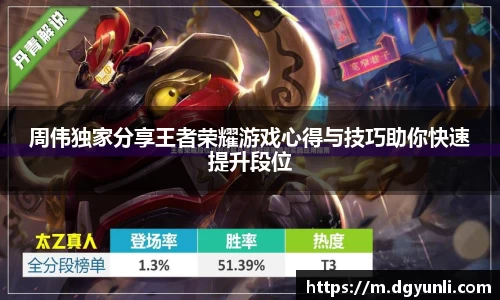 周伟独家分享王者荣耀游戏心得与技巧助你快速提升段位