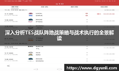 深入分析TES战队阵地战策略与战术执行的全景解读