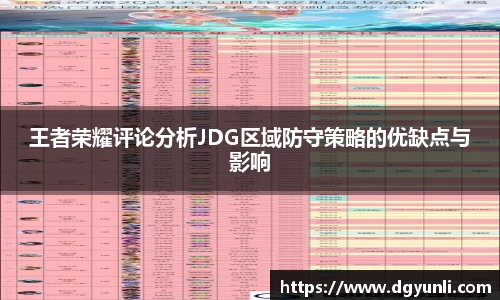 王者荣耀评论分析JDG区域防守策略的优缺点与影响